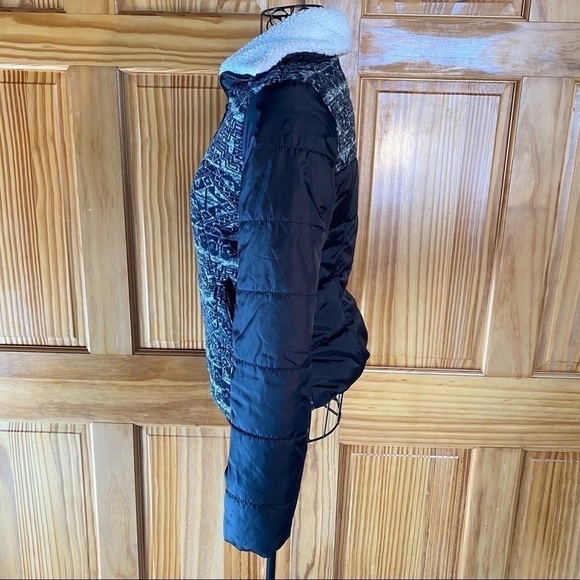Bernardo Collection B Fleece Faux Fur Geometric Print Puffer Coat Black XS - Picture 10 of 13